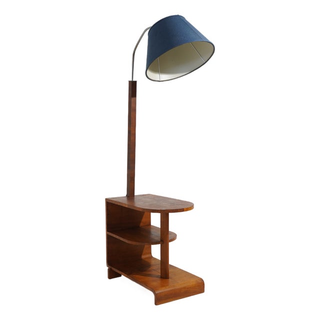 Floor Lamp with Burl Table, 1930s For Sale