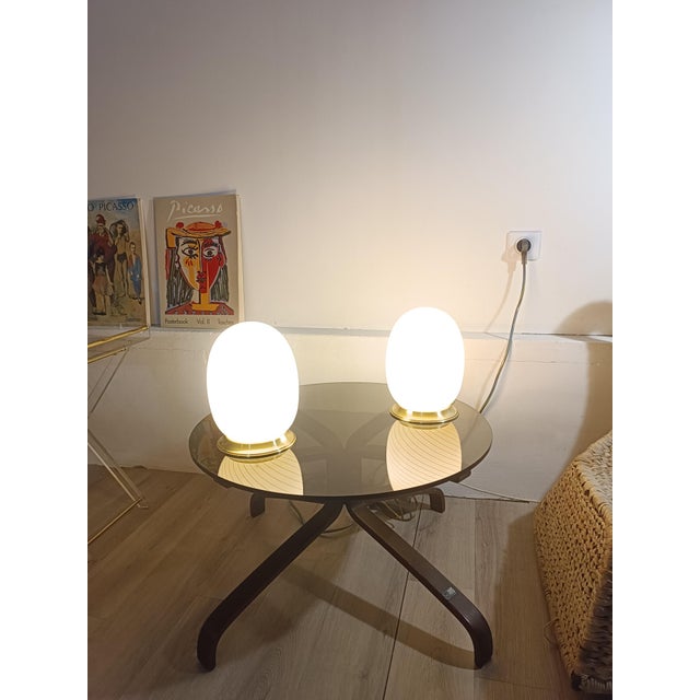 Metal Murano Glass Egg Lamps, 1970s, Set of 2 For Sale - Image 7 of 8