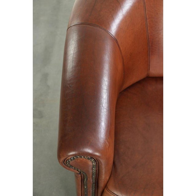 Sheepskin Club Armchair In Warm Cognac Color For Sale - Image 7 of 13
