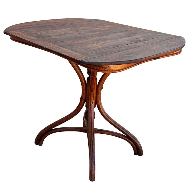 Late 19th Century Late 19 Century Victorian Polished Oak Bent Wood Dining Table Attributed to Mundus Thonet For Sale - Image 5 of 7