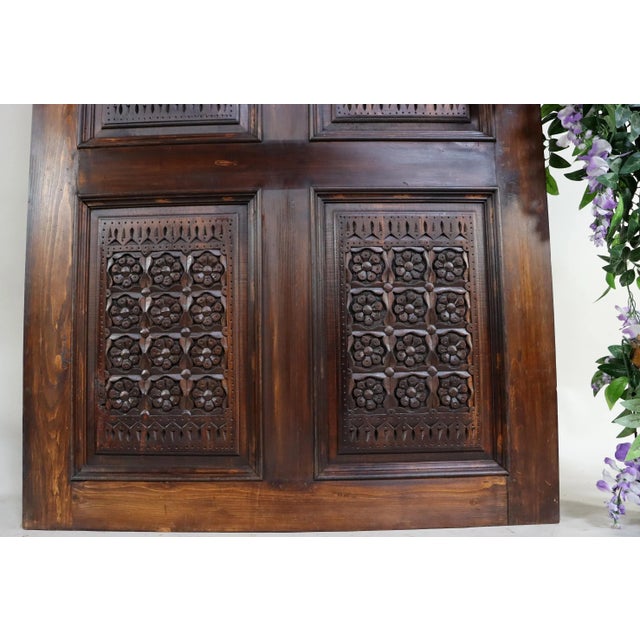 1920s Handmade and Handcarved Sliding Door Panel, Nuristan, Afghanistan, 1920s For Sale - Image 5 of 11