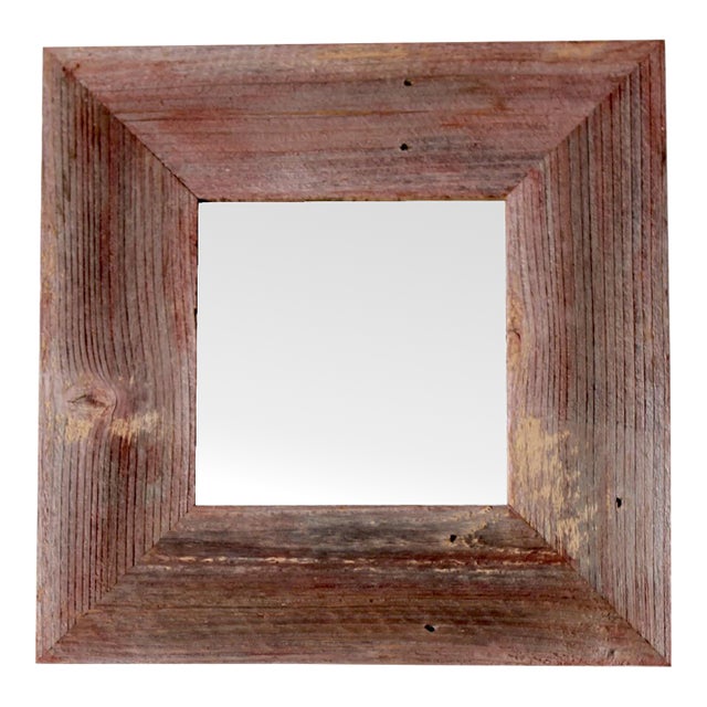 Vintage Barn Wood Wall Mirror For Sale