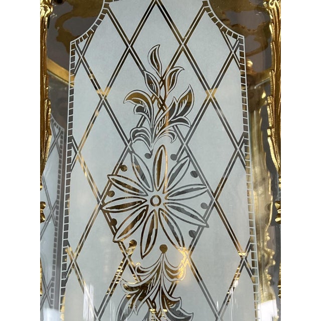 20th Century Louis XVI Style Lantern in Gilt Bronze and Engraved Glass For Sale - Image 4 of 12