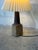 Tan Ceramic Table Lamp With Pleated Paper Shade Danish Mid-Century Modern 1970s For Sale - Image 8 of 10