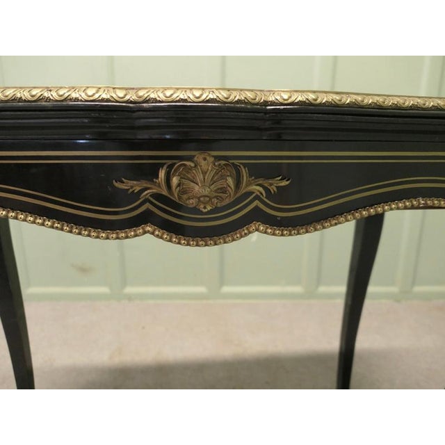 Black Louis XV French Ebonized Games Table with Brass Inlay For Sale - Image 8 of 9