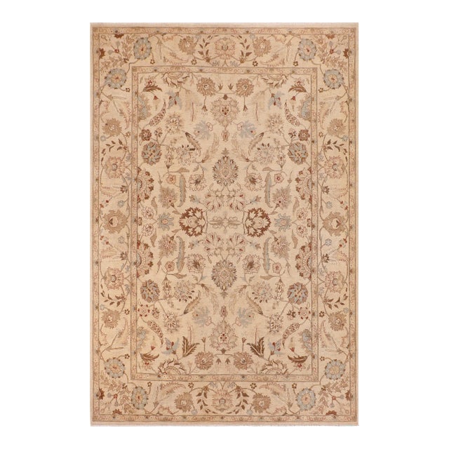 1990s Ziegler Beige Tan Hand-Knotted Wool Rug - 9'9'' X 13'8'' For Sale