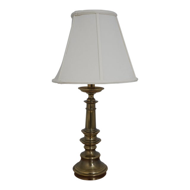 Stiffell Traditional Brass Table Lamp W. Shade For Sale