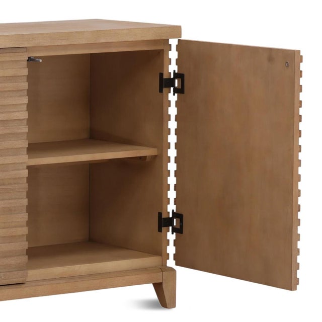 Slatted Wheat Acacia Wood Sideboard For Sale - Image 4 of 6
