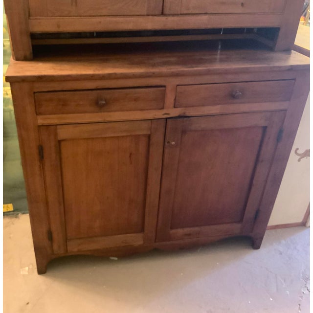 Farmhouse Antique Primitive Step Back Walnut Cupboard For Sale - Image 3 of 15