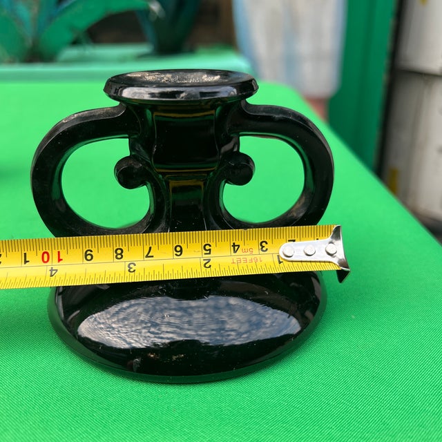 Black Milk Glass Pair of Candleholders For Sale - Image 11 of 11