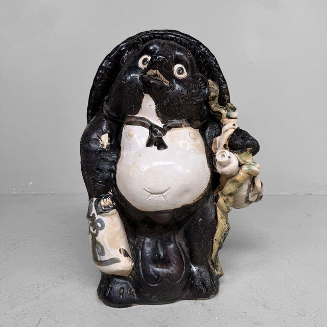 Large Shōwa Shigaraki Earthenware Decorative Tanuki Figure, Japan, 1960s For Sale - Image 12 of 12