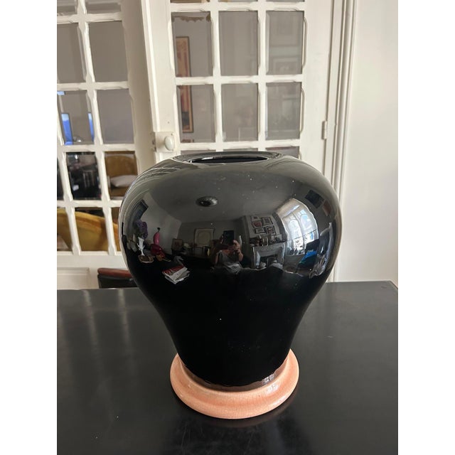 Large Enameled Ceramic Vase, 1980s For Sale - Image 6 of 11