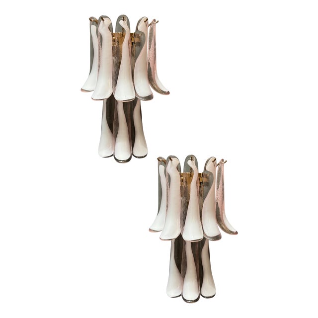Large Feather Sconces in Murano Glass, 1970s, Set of 2 For Sale