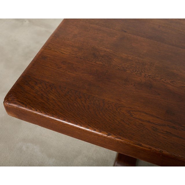 Wood Country French Oak Farmhouse Trestle Dining Table For Sale - Image 7 of 18