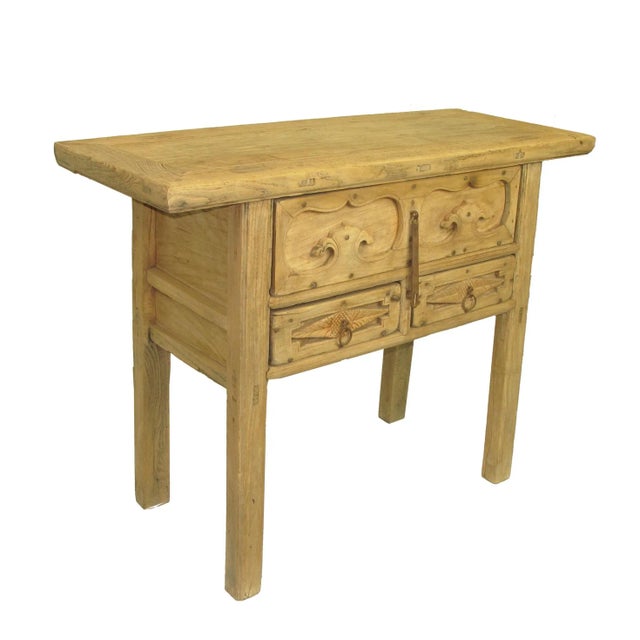 Chinese Rustic Asian Dresser With Decorative Carved Drawer For Sale - Image 3 of 13