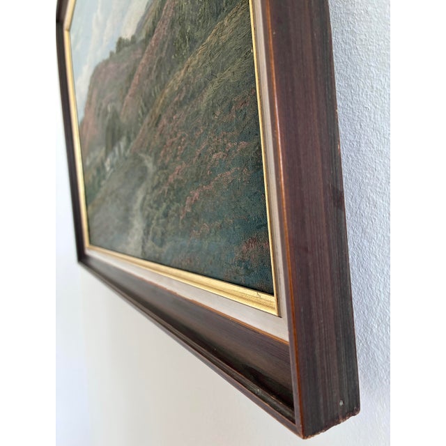Rustic European Antique Original Landscape Oil Painting, Signed Countryside Art For Sale - Image 3 of 15