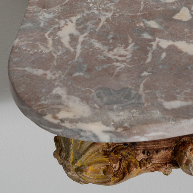 Rococo Patinated Console Table with Marble Top, Antique, France, Early 19th Century For Sale - Image 9 of 12