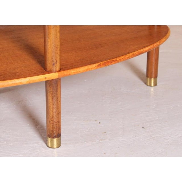 Mid-Century Oval Teak 2-Tier Coffee Table with Smoked Glass Top and Brass Feet from G-Plan, 1970s For Sale - Image 4 of 11