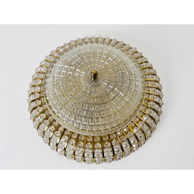 Glass and Brass Flush Mount attributed to Emil Stejnar for Rupert Nikoll, 1960s For Sale - Image 3 of 12
