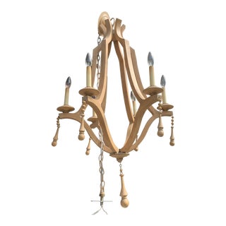 Currey & Company Simplicity Wooden Chandelier For Sale