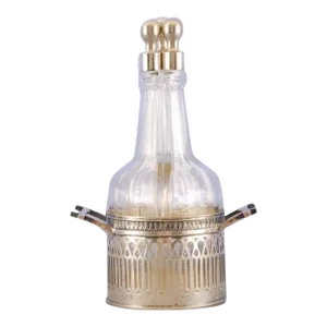 1880s German Silver & Crystal Three-Bottle Cruet Set- 4 Pieces