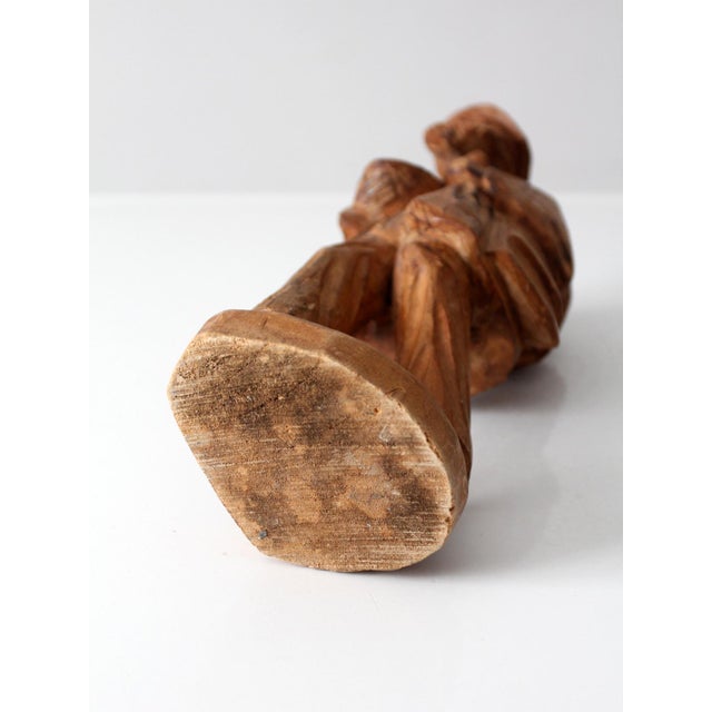 Mid-Century Folk Art Wood Carving Peddler Figure For Sale - Image 11 of 11