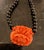 14k Gold Black Onyx Beaded Carved RED ORANGE CORAL Flower Necklace 18in Necklace is marked 585 and tested 14 karat gold...