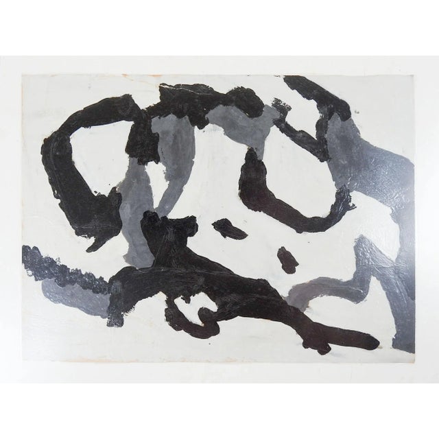 Vintage mid century gouache on paper gray and white abstract painting. Signed Tim Sorrell on verso, I have a number of...