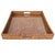 Boho Chic Artifacts Rattan Square Serving Ottoman Trays with Glass Insert in Brown, Large For Sale - Image 3 of 3