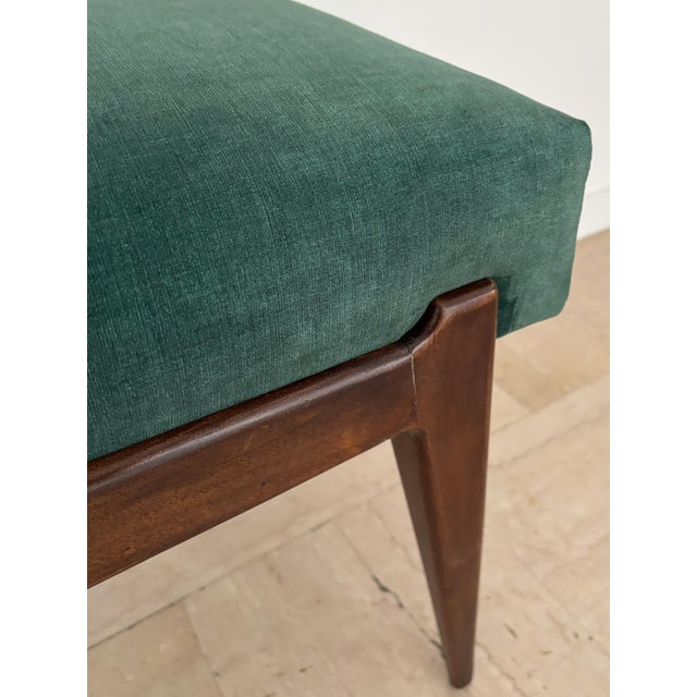 Italian Bench in Wood and Green Velvet, 1950s For Sale - Image 6 of 10