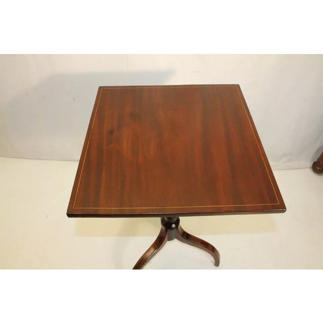 Mid 19th Century Inlaid Antique Regency Solid Mahogany Tilt Top Side End Table For Sale - Image 4 of 11