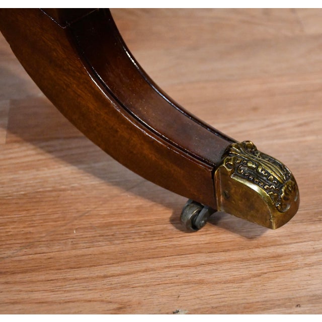 19th English Regency Rosewood Center Accent Table Brass Inlaid Top 2 Drawers For Sale - Image 6 of 16