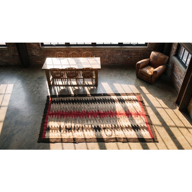 Textile 1930s Multicolor Stripe Antique American Navajo Eye Dazzler Rug '1" X 4'7" Flatweave Wool Carpet For Sale - Image 7 of 9