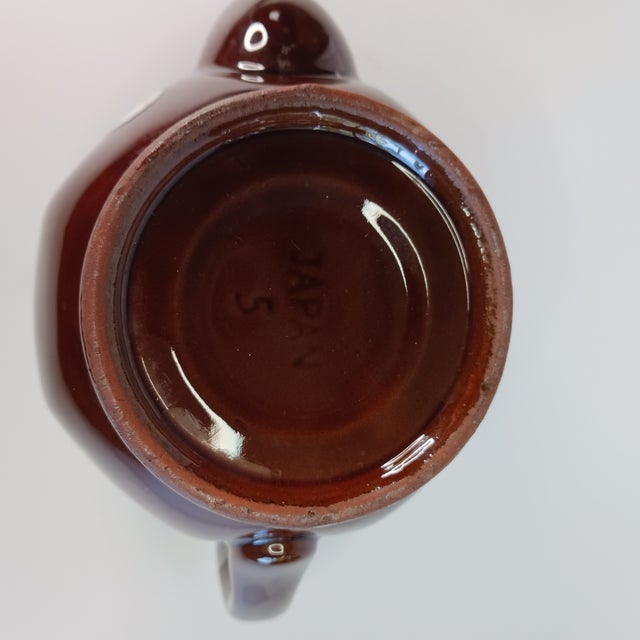 Late 20th Century Mid Century Brown Drip Glaze Japanese Tea Pot With Lid For Sale - Image 5 of 5