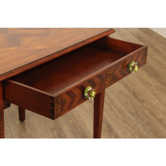 Drexel Heritage Drexel Heritage 'Celtic' Parquetry Top One Drawer Lamp Table For Sale - Image 4 of 12
