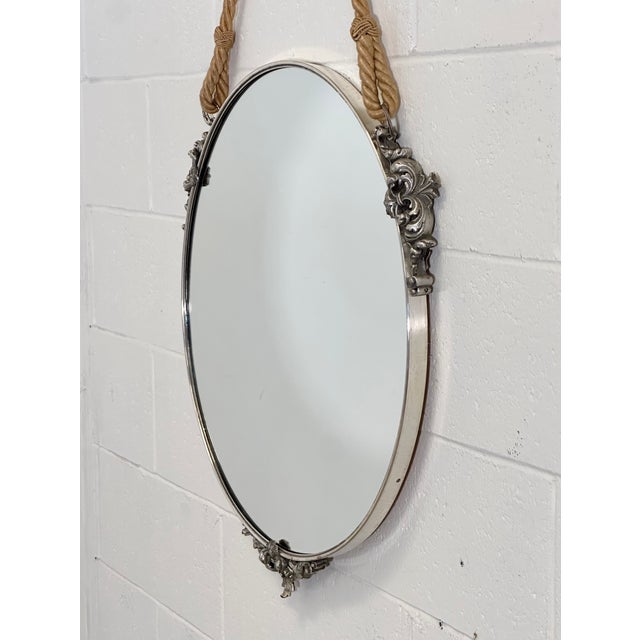 Round Silver-Plated Bronze Mirror, 1960s For Sale - Image 4 of 9