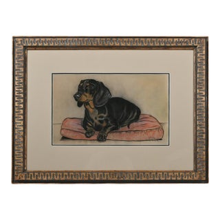 Mid 20th Century "Portrait of a Dachshund" Pastel Drawing by Gladys Emerson Cook, Framed For Sale