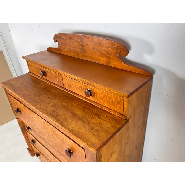 Traditional C. 1820s Antique Tiger Maple American Empire Chest For Sale - Image 3 of 11