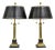 Vintage French Empire Brass & Italian Black Marble Column Table Lamps - A Pair For Sale