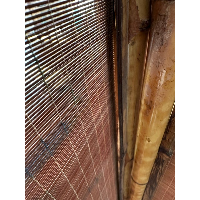 Hand Painted 4 Panel Burnt Rattan Chinese Folding Screen - Petite Scale ...