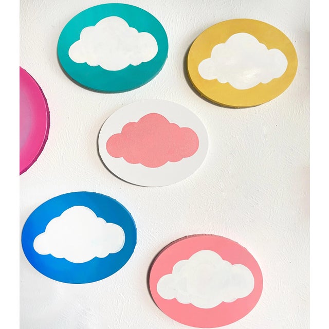 Small Cloud painting, great for a gallery wall, or a stand alone piece. - Acrylic & oil on Canvas. - orange and titanium...