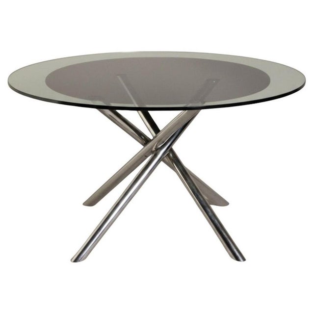 Round Nodo Table in Chromed Steel and Glass attributed to Carlo Bartoli for Tisettanta, 1970s For Sale - Image 10 of 10