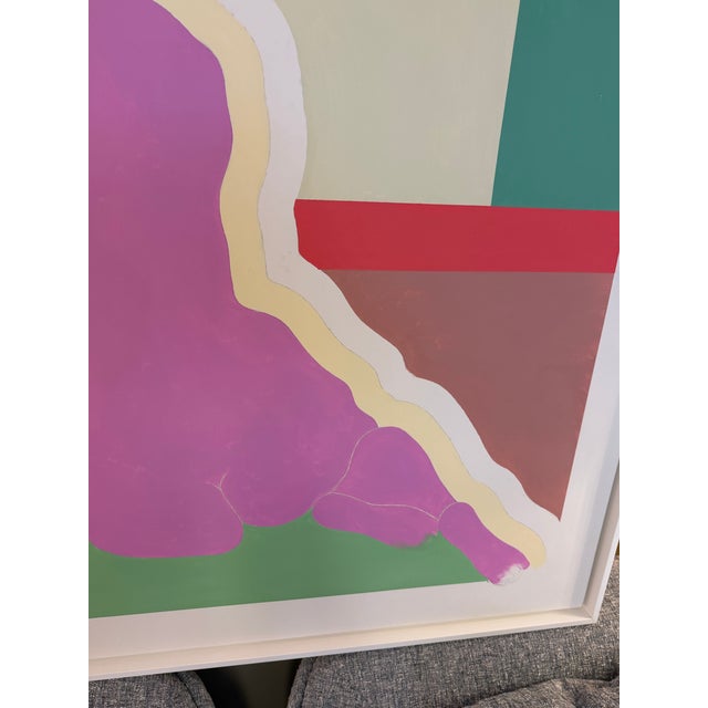 Purple French Artist Patrice Bertin Female Composition Oil on Canvas Custom Wood Floating Frame Signed For Sale - Image 8 of 11