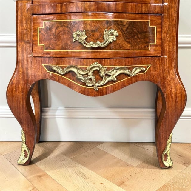 Louis XV Style Semainier Chest | Vintage Lingerie Chest | European-Inspired Statement Piece | Burl Walnut For Sale - Image 10 of 11