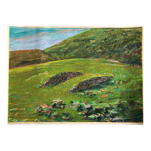 Dennis Leon, Large Abstract Landscape Pastel Drawing Painting San Francisco Artist, Megan, 1981