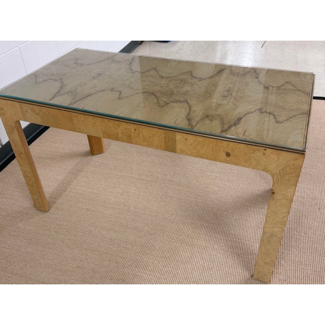 1970s Henredon Scene Two Burled Olive Writing Desk For Sale - Image 9 of 12
