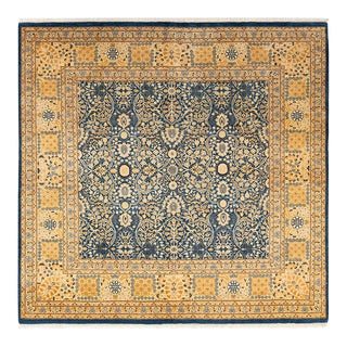 Mogul, One-of-a-Kind Hand-Knotted Area Rug in Blue, 6' 2" x 6' 5" For Sale