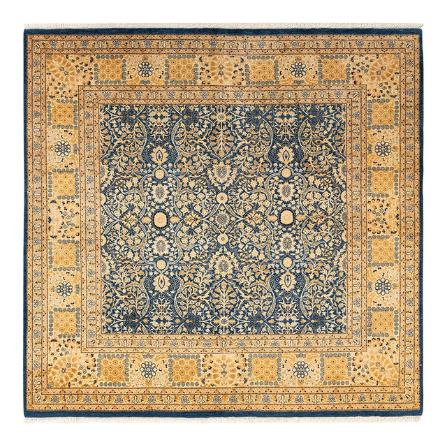 Mogul, One-of-a-Kind Hand-Knotted Area Rug in Blue, 6' 2" x 6' 5" For Sale