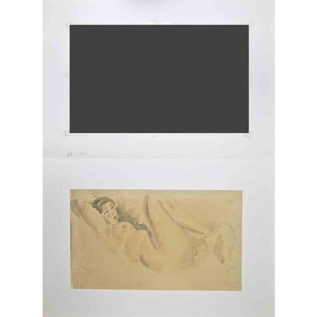 Reclining Nude is a drawing artwork realized by Henry Ramey in 20th Century. Pencil and watercolor on paper. Hand-signed....