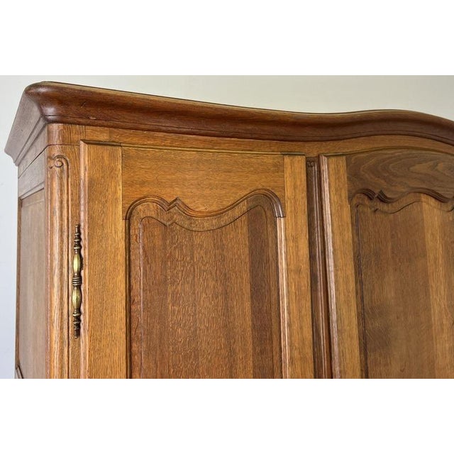 Vintage French Louis XVI Style Carved Oak 3-Door Wardrobe For Sale - Image 3 of 12